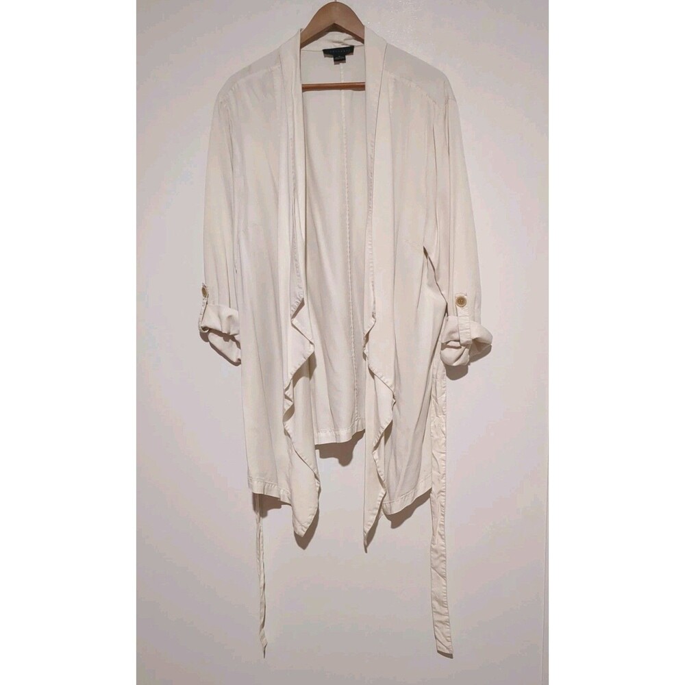 Sanctuary On-The-Go Tencel Jacket Roll Tab Open Front Belt Off White 1X / 18